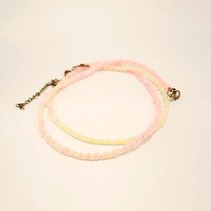 Handmade beaded necklace light pink off white New